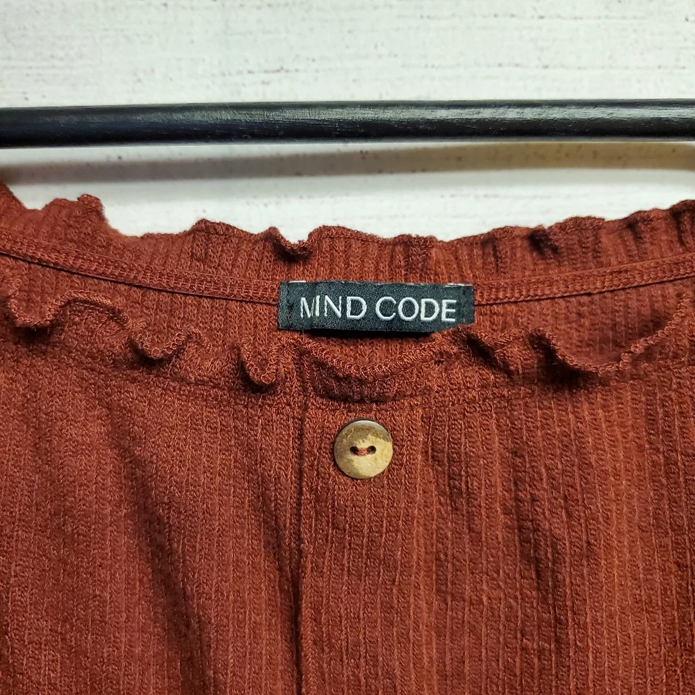 Mind Code Women's Bodycon Off-the-Shoulder Lettuce Edge Ribbed Dress - Picture 3 of 12